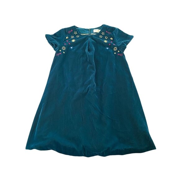 Mini Boden Velvet Embroidered Dress Size 5-6Y